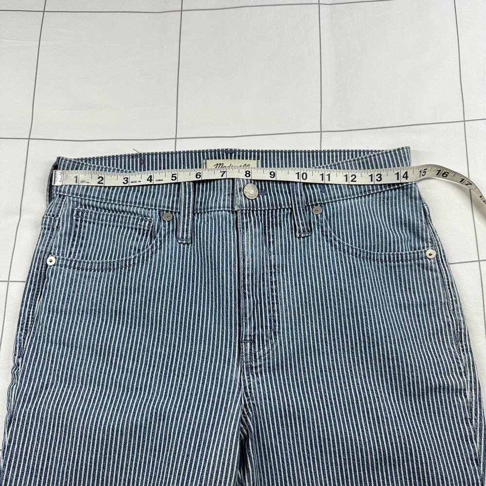 Madewell Jeans Womens 27 Blue White Piper Striped 9" Mid Rise Skinny Railroad - Picture 7 of 12